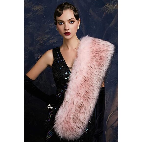 𝅺🆕 Luxury Vegan Fur Collar Wrap Winter Cloak Bridal Wedding Cover Up SOFT PINK👑 - Picture 3 of 6